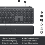 Logitech MX Keys Plus Advanced Wireless Illuminated Keyboard With Palm Rest in Pakistan, view 8