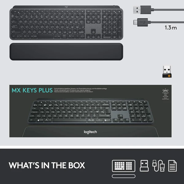 Logitech MX Keys Plus Advanced Wireless Illuminated Keyboard With Palm Rest in Pakistan, view 9