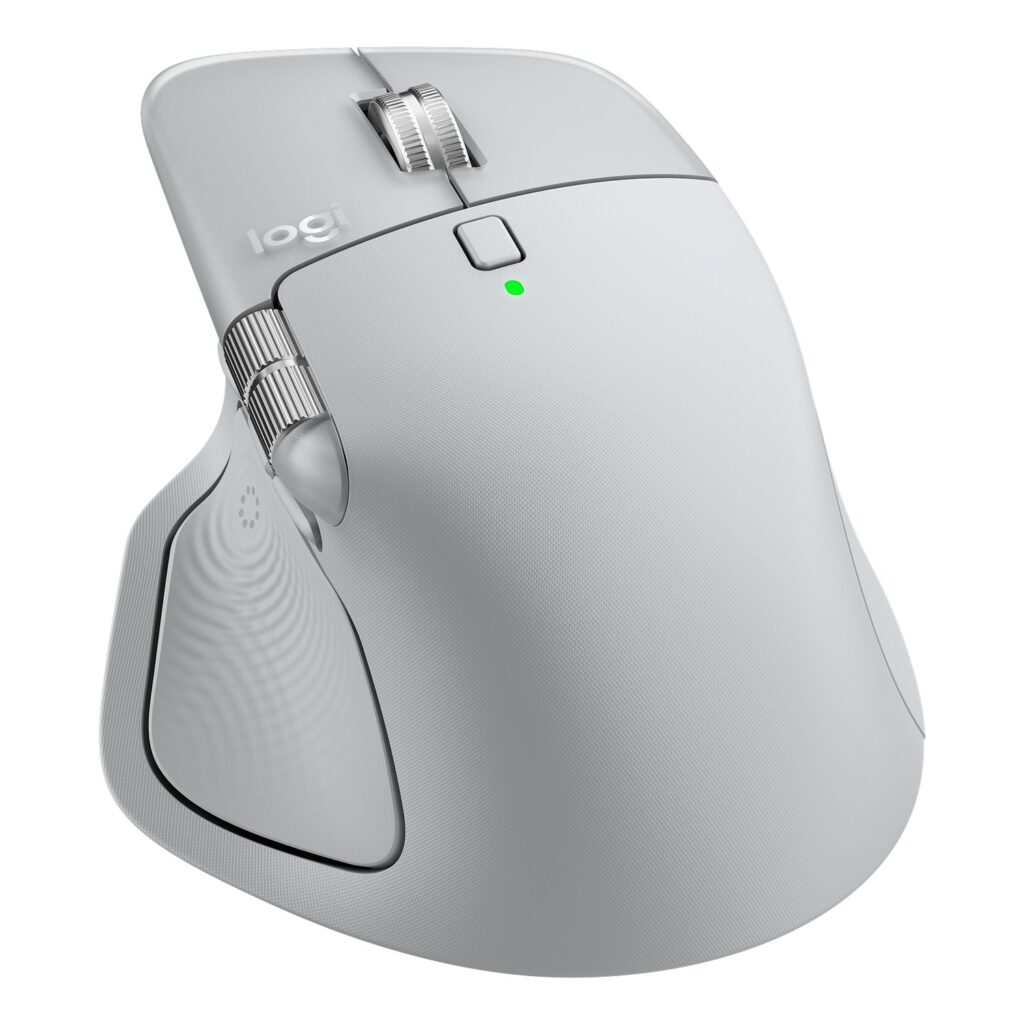 Logitech MX Master 4 Pale Gray 3/4 angle